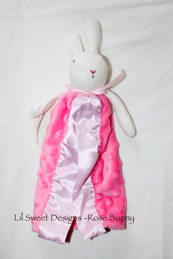 Stuffed Bunny, Rabbit, Security Blanket, Toy, Blanket, Rose, Softie